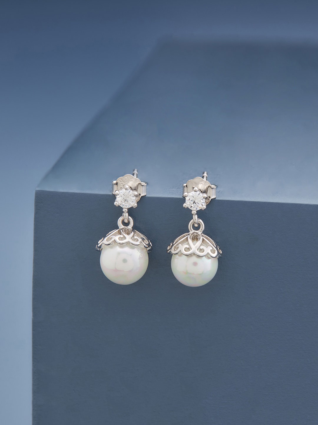 

Kushal's Fashion Jewellery Rhodium Plated Contemporary Drop Earrings, White