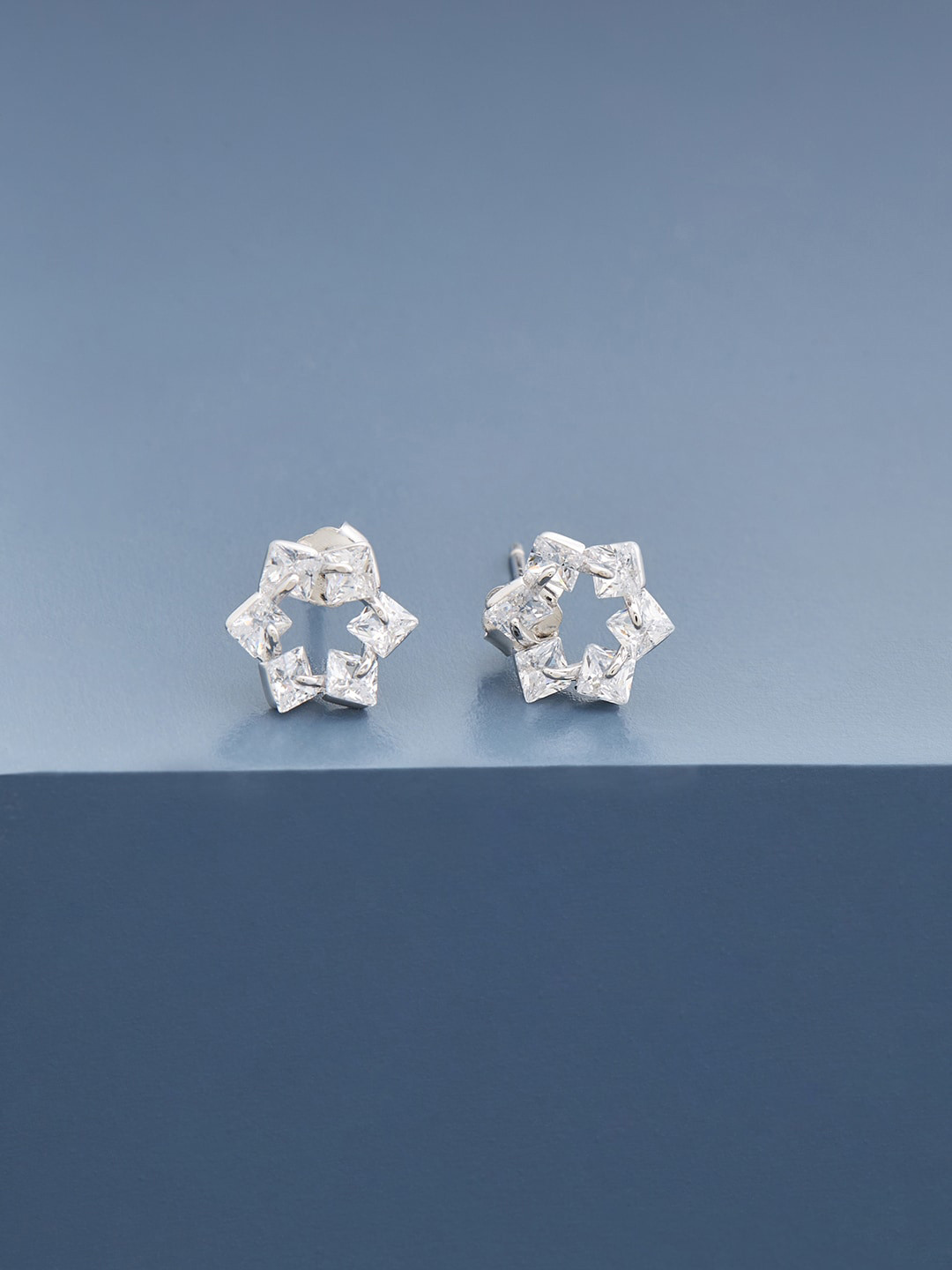 

Kushal's Fashion Jewellery Rhodium Plated Contemporary Studs Earrings, White