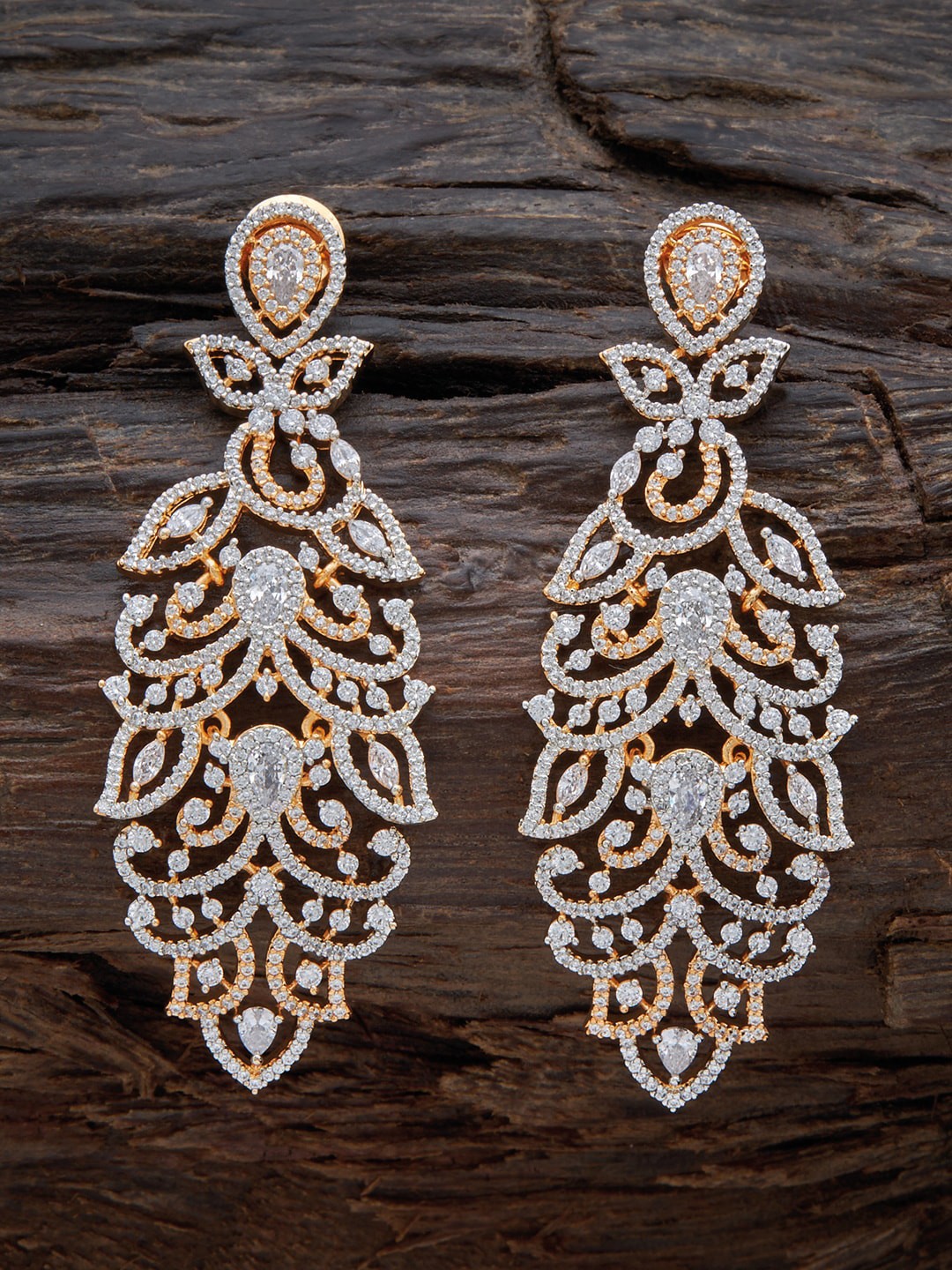

Kushal's Fashion Jewellery Gold Plated Leaf Shaped Drop Earrings, White
