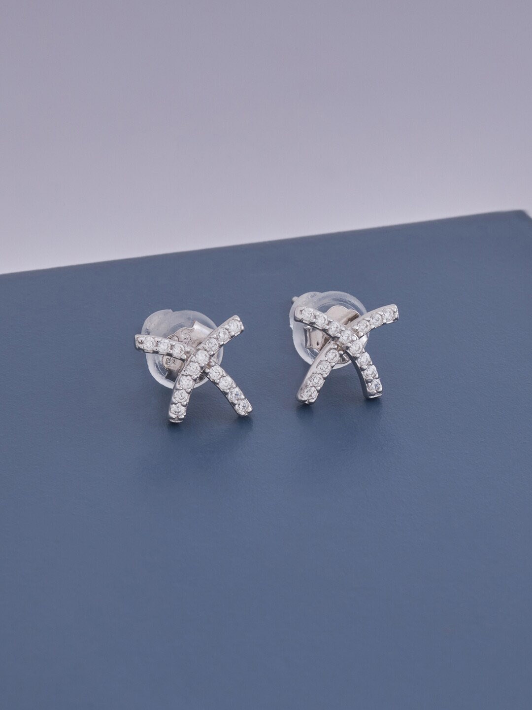 

Kushal's Fashion Jewellery Rhodium Plated Contemporary Studs Earrings, White