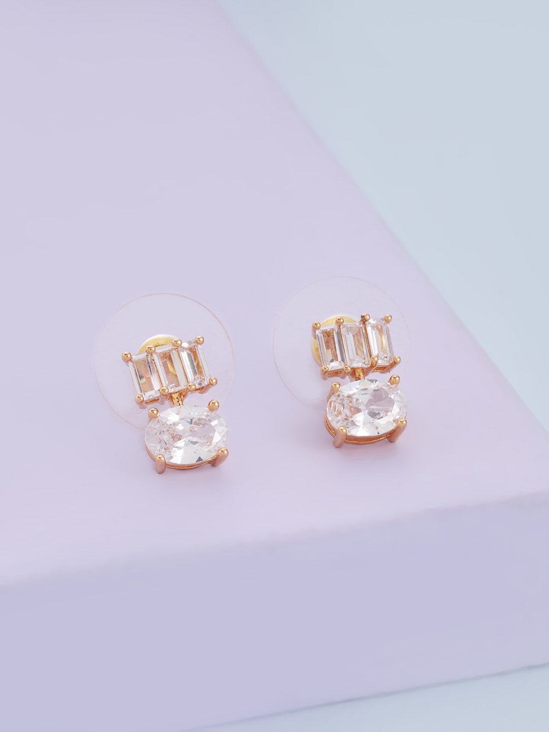 

Kushal's Fashion Jewellery Gold Plated Contemporary Studs Earrings, White