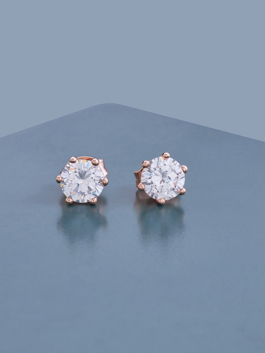 

Kushal's Fashion Jewellery Rose Gold-Plated Contemporary Studs Earrings, White