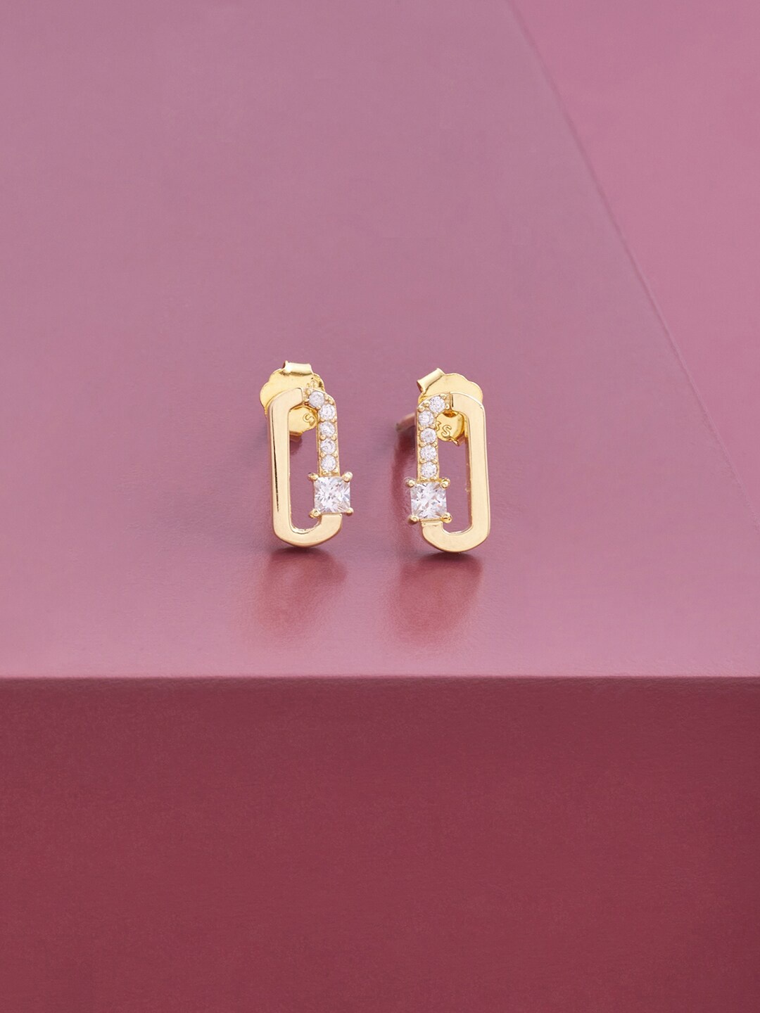 

Kushal's Fashion Jewellery Gold Plated Contemporary Studs Earrings, White