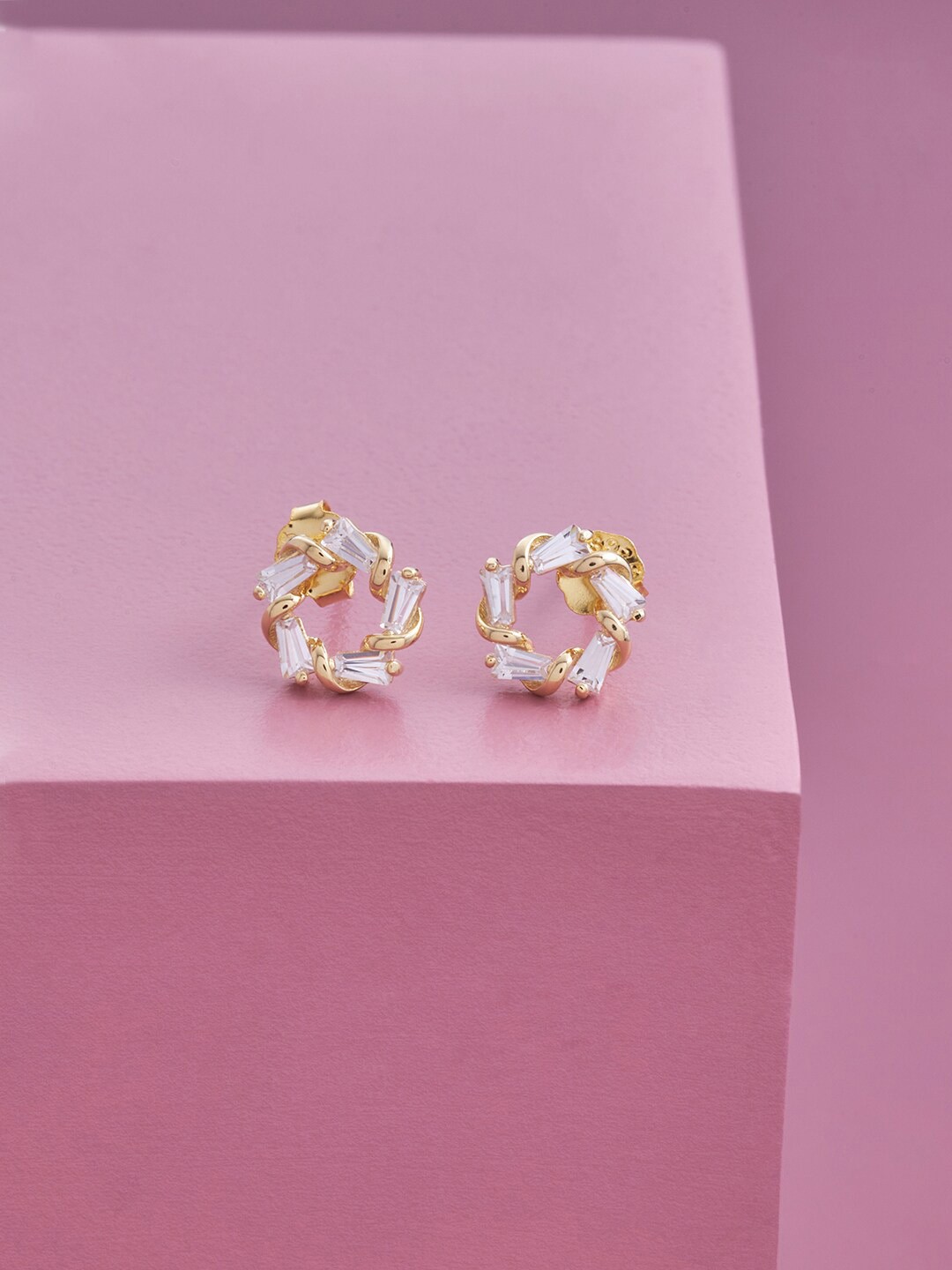 

Kushal's Fashion Jewellery Gold Plated Contemporary Studs Earrings, White