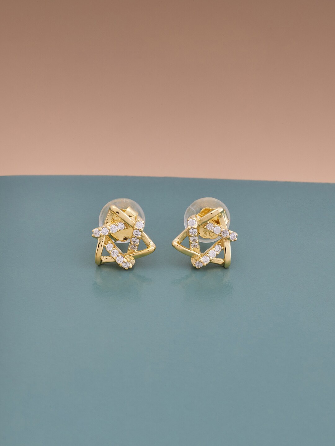 

Kushal's Fashion Jewellery Gold Plated Contemporary Studs Earrings, White