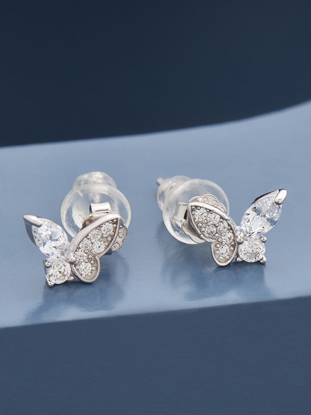 

Kushal's Fashion Jewellery Rhodium Plated Contemporary Studs Earrings, White