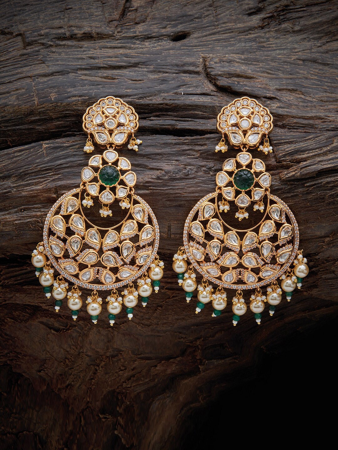 

Kushal's Fashion Jewellery Crescent Shaped Chandbalis Earrings, Green