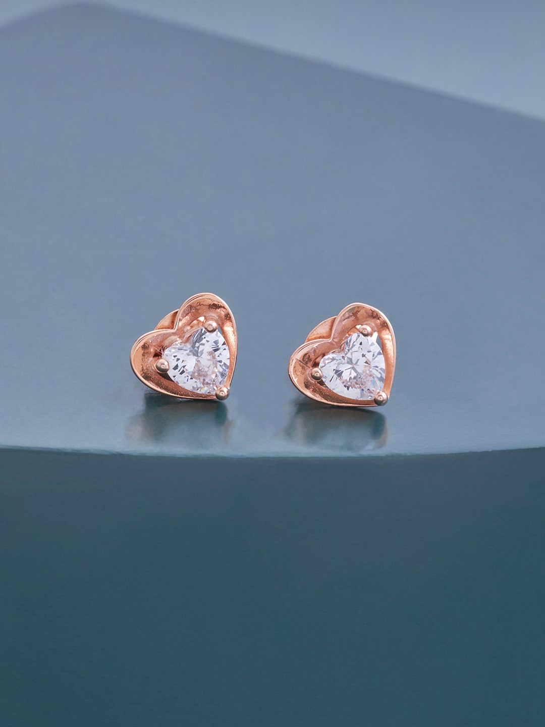 

Kushal's Fashion Jewellery Rose Gold-Plated Contemporary Studs Earrings, White