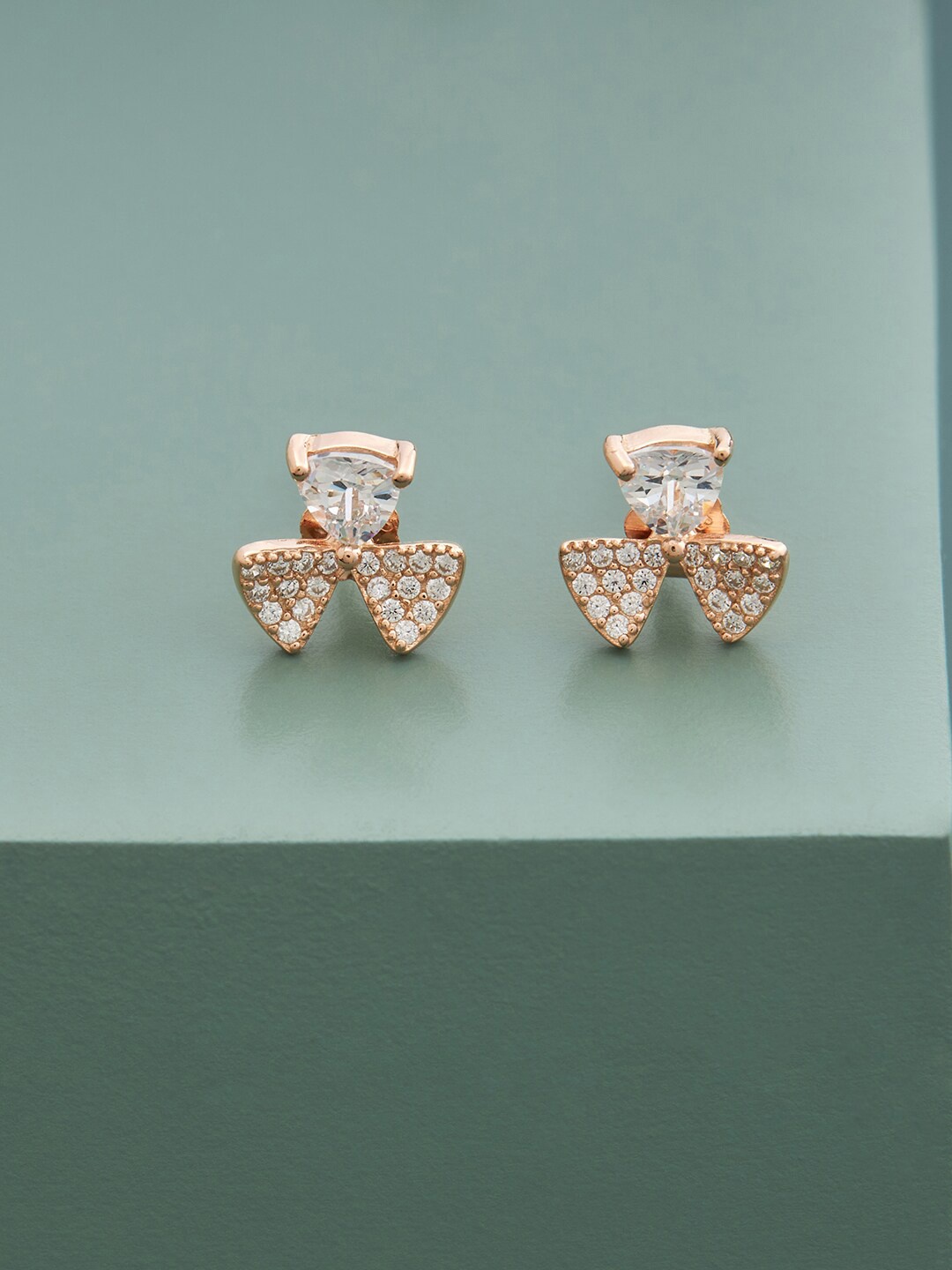 

Kushal's Fashion Jewellery Rose Gold Plated Contemporary Studs Earrings, White