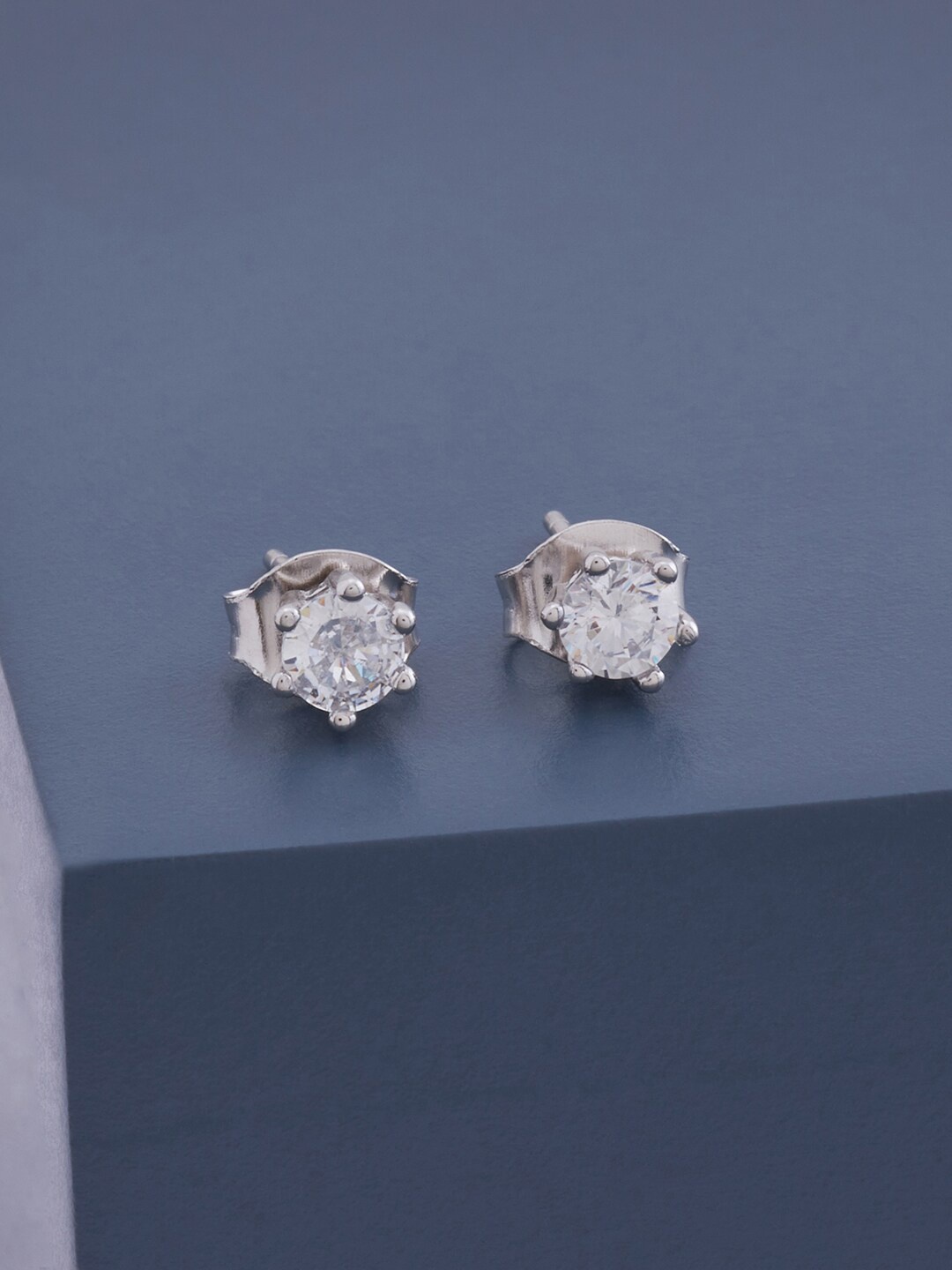 

Kushal's Fashion Jewellery Rhodium Plated 92.5 Pure Silver Studs Earrings, White