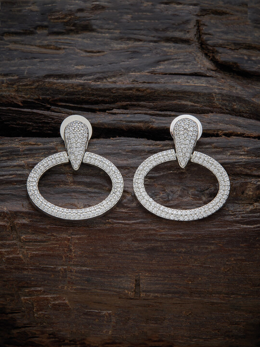 

Kushal's Fashion Jewellery Rhodium Plated Circular Drop Earrings, White