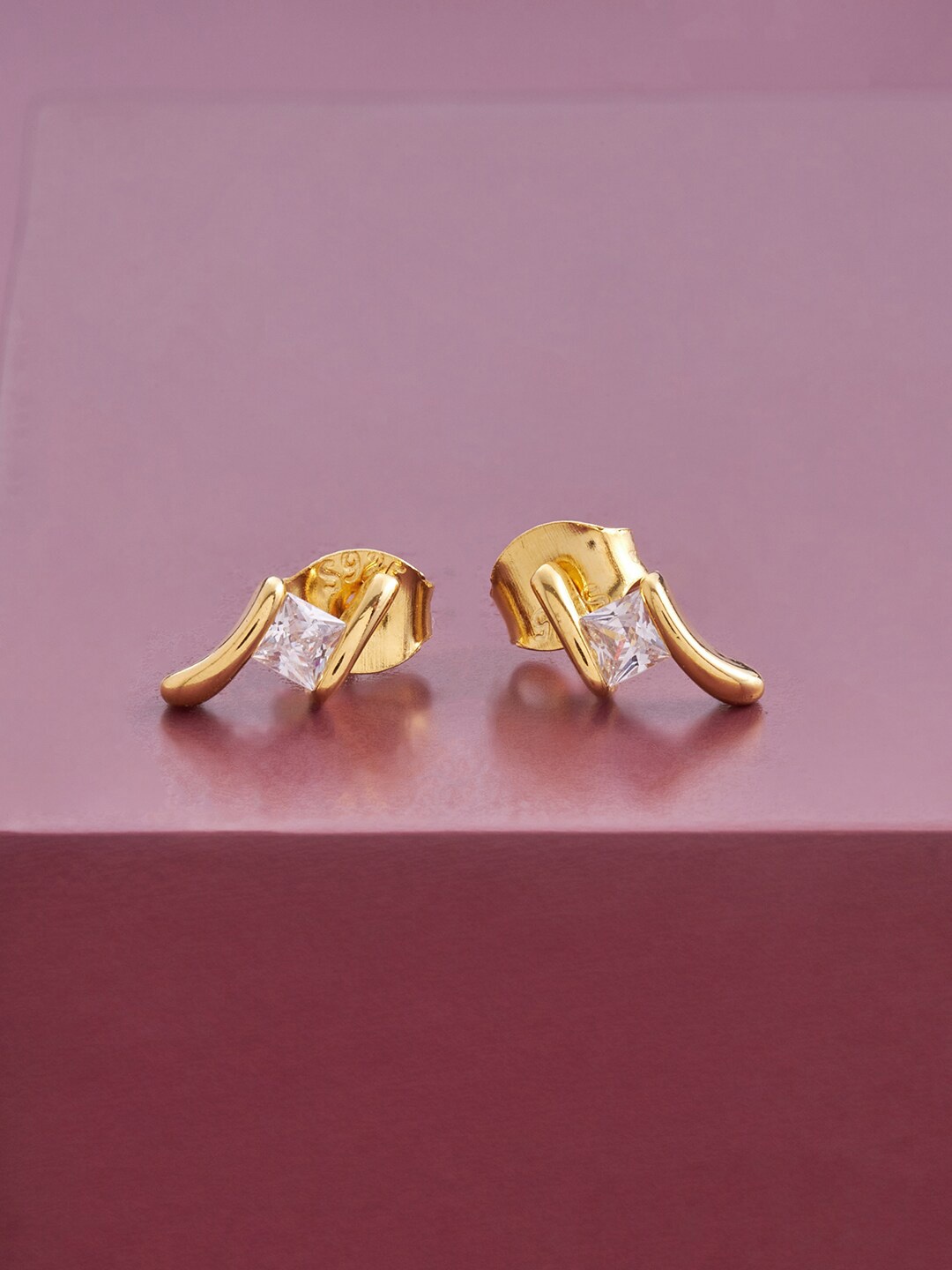 

Kushal's Fashion Jewellery Gold Plated 92.5 Pure Silver Contemporary Studs Earrings, White