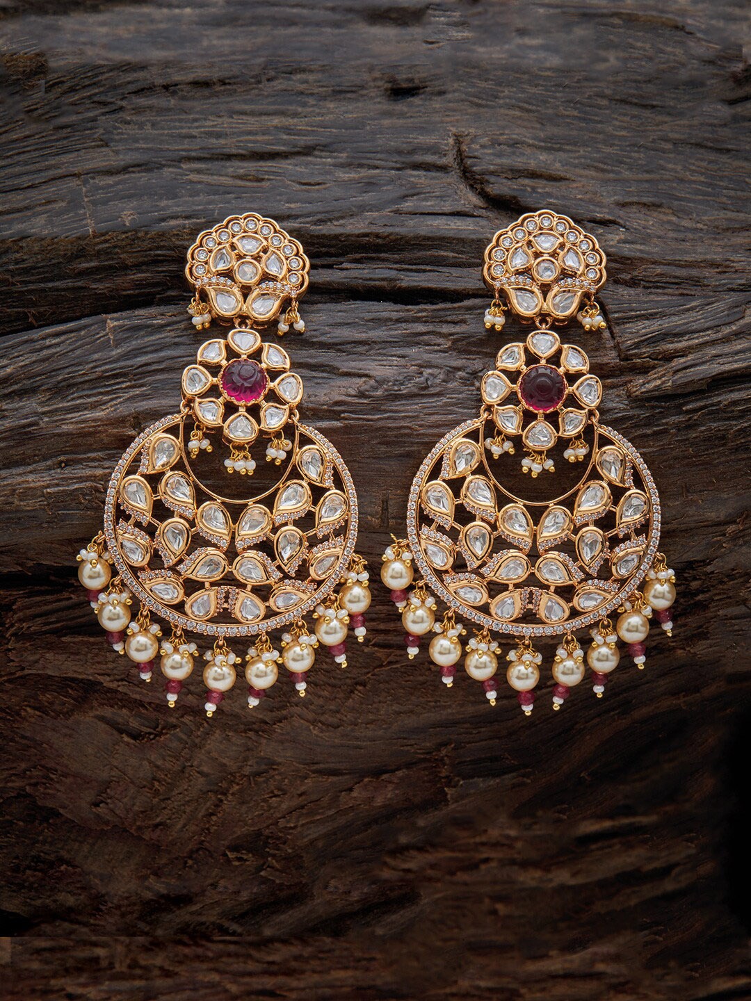 

Kushal's Fashion Jewellery Crescent Shaped Chandbalis Earrings, Gold