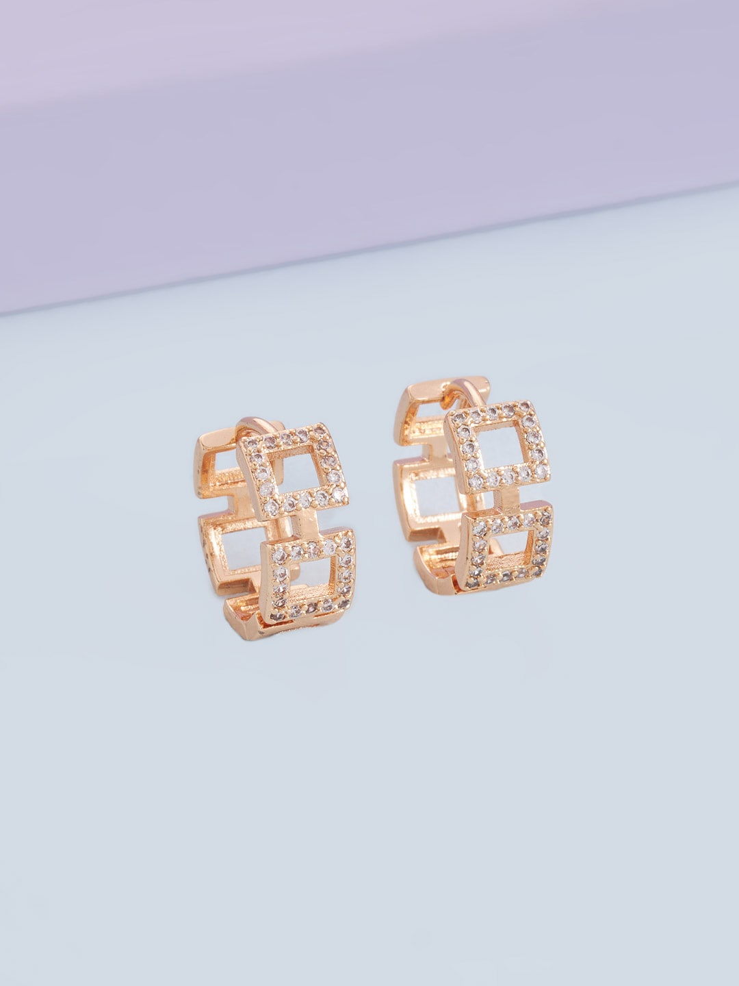 

Kushal's Fashion Jewellery Gold Plated Circular Studs Earrings, White