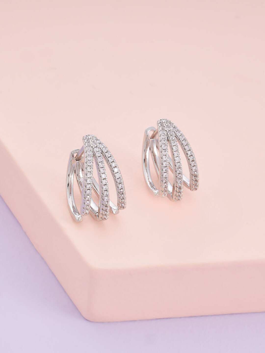 

Kushal's Fashion Jewellery White Circular Hoop Earrings