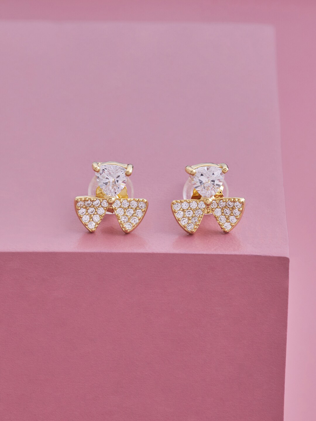 

Kushal's Fashion Jewellery White Contemporary Gold-Plated Studs Earrings