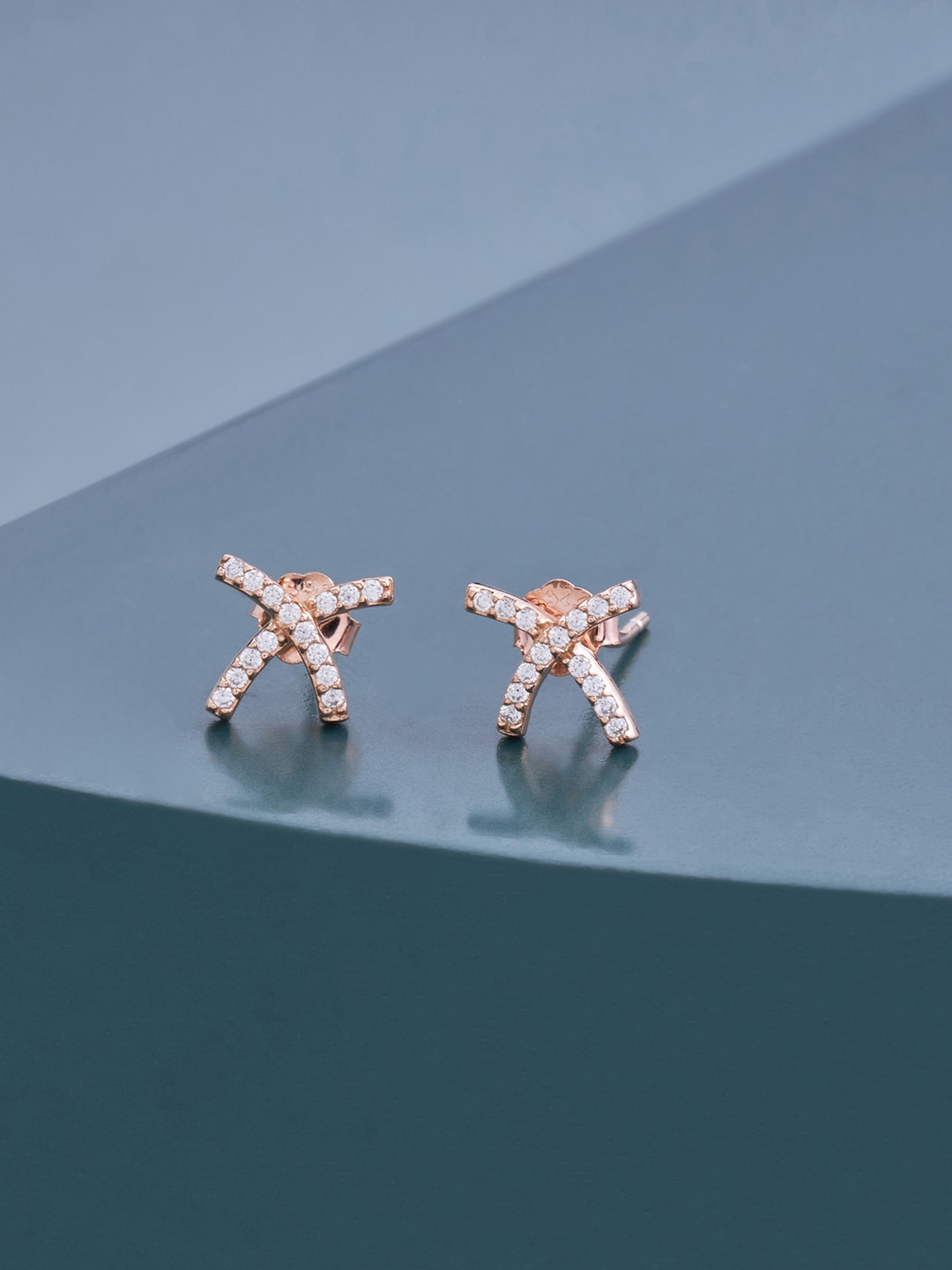 

Kushal's Fashion Jewellery Rose Gold Plated Contemporary Studs Earrings, White