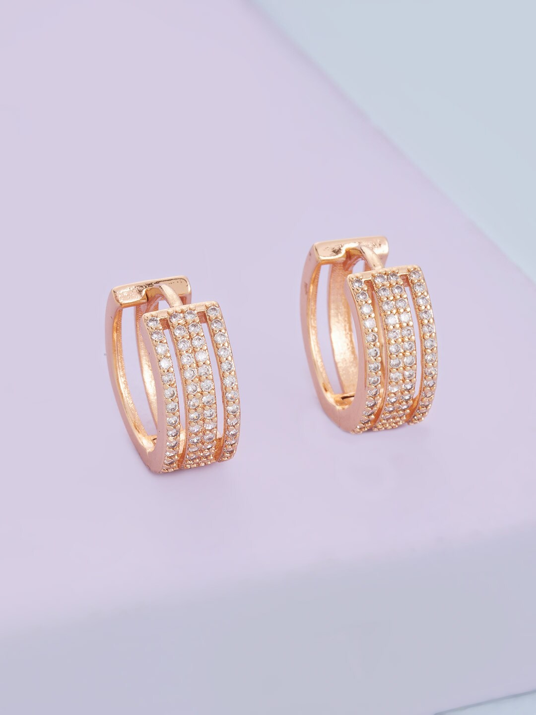 

Kushal's Fashion Jewellery White Circular Gold Plated Hoop Earrings