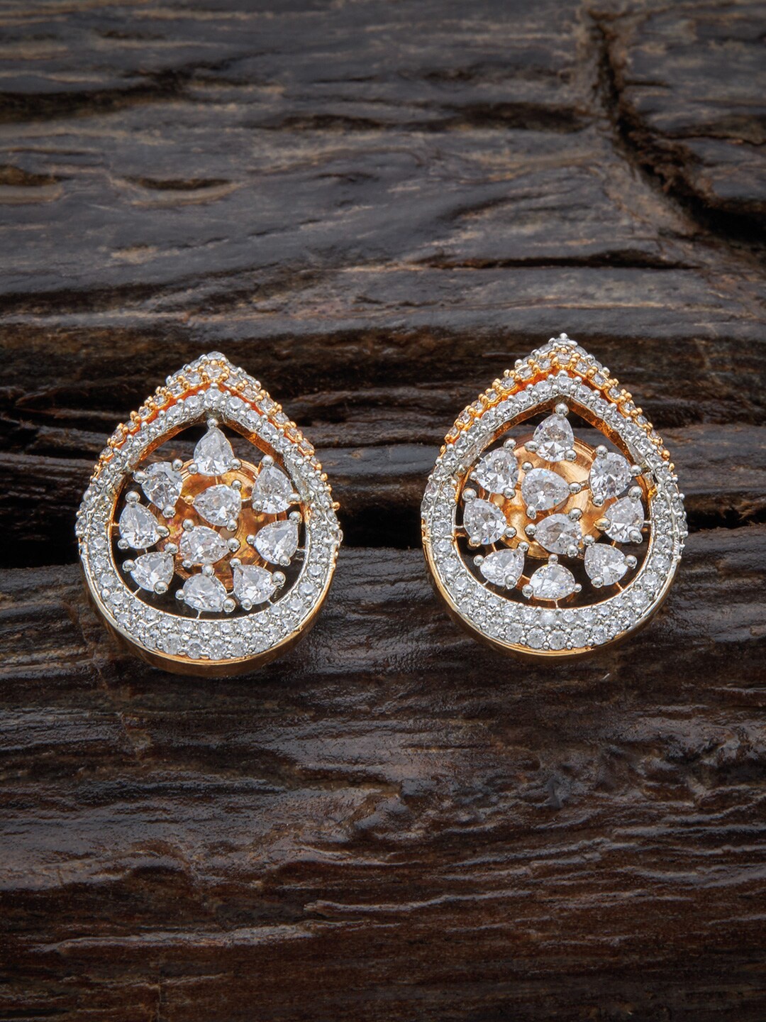 

Kushal's Fashion Jewellery Gold Plated Floral Cubic Zirconia Studs Earrings, White