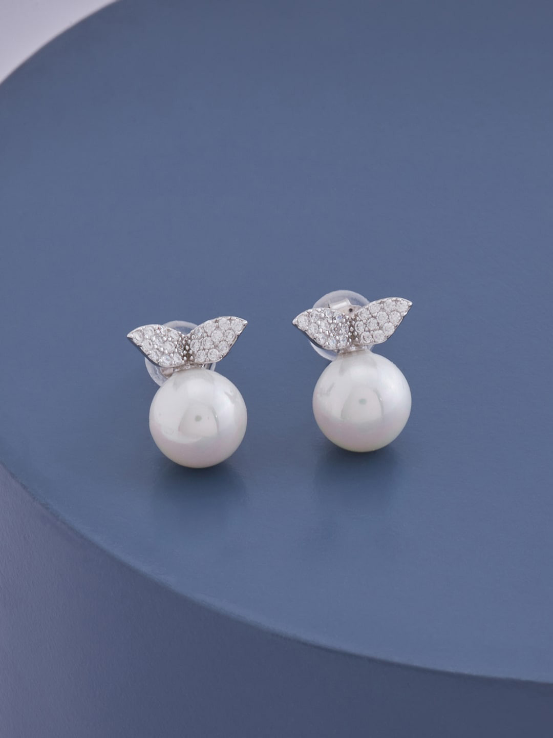 

Kushal's Fashion Jewellery Rhodium Plated Contemporary Studs Earrings, White