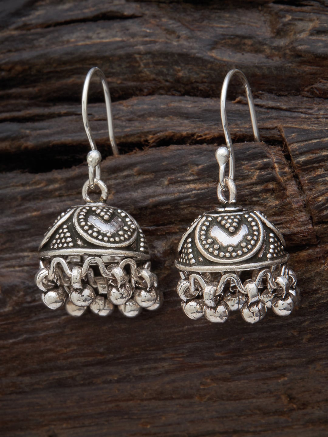 

Kushal's Fashion Jewellery Oxidised Classic Jhumkas Earrings, Silver