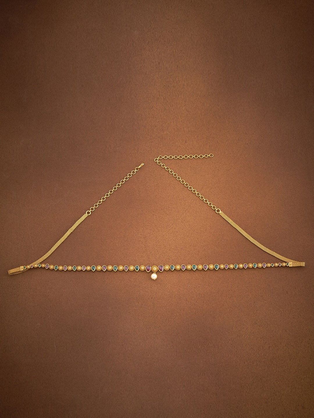 

Kushal's Fashion Jewellery CZ Stones-Studded Waist Chain Saree Accessories, Gold