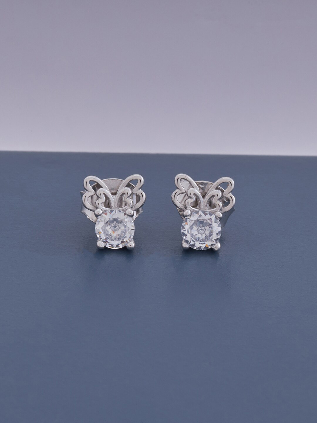 

Kushal's Fashion Jewellery Women Rhodium 92.5 Pure Silver Contemporary Studs Earrings, White