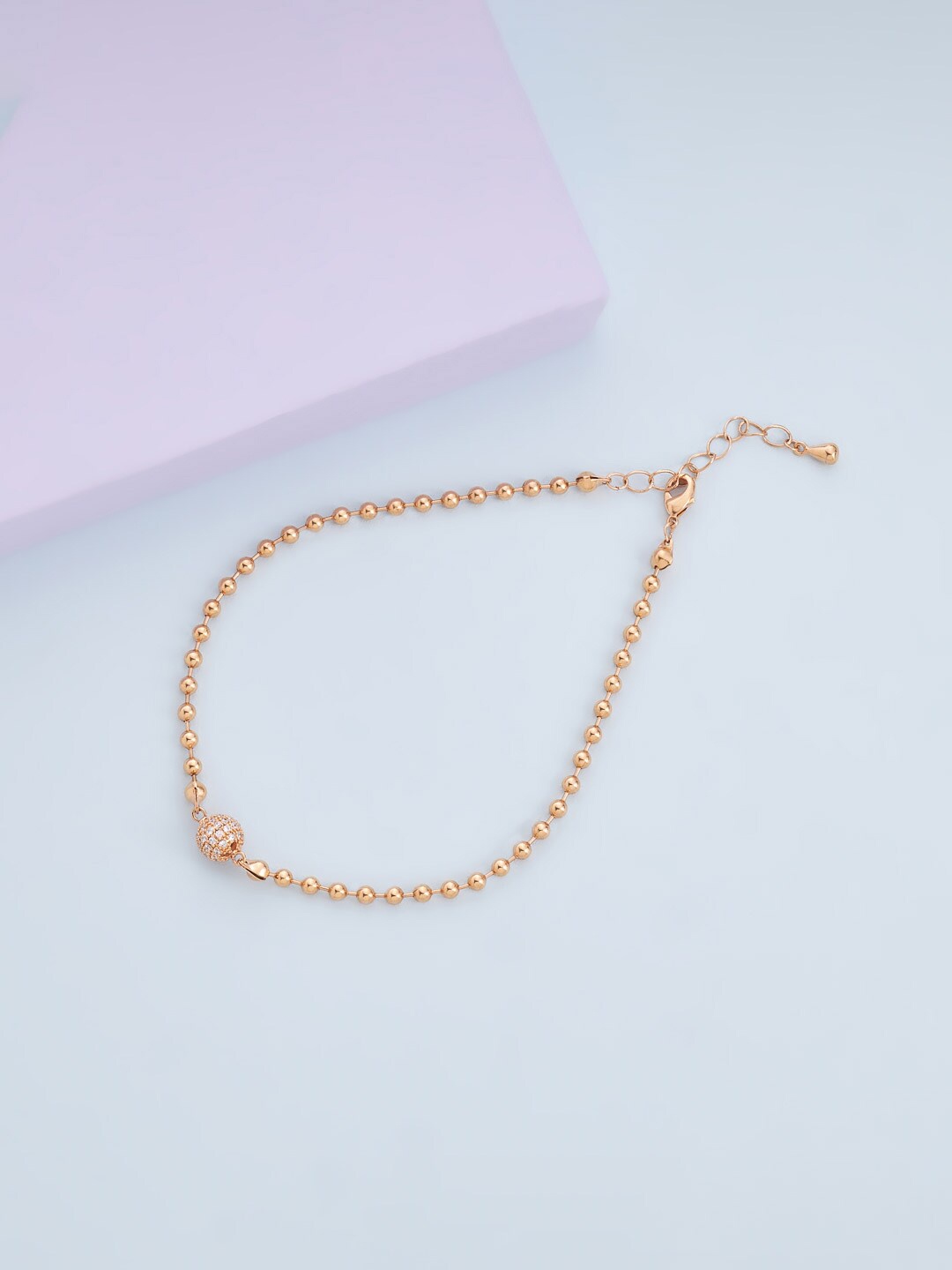 

Kushal's Fashion Jewellery Gold-Plated CZ-Studded Anklet