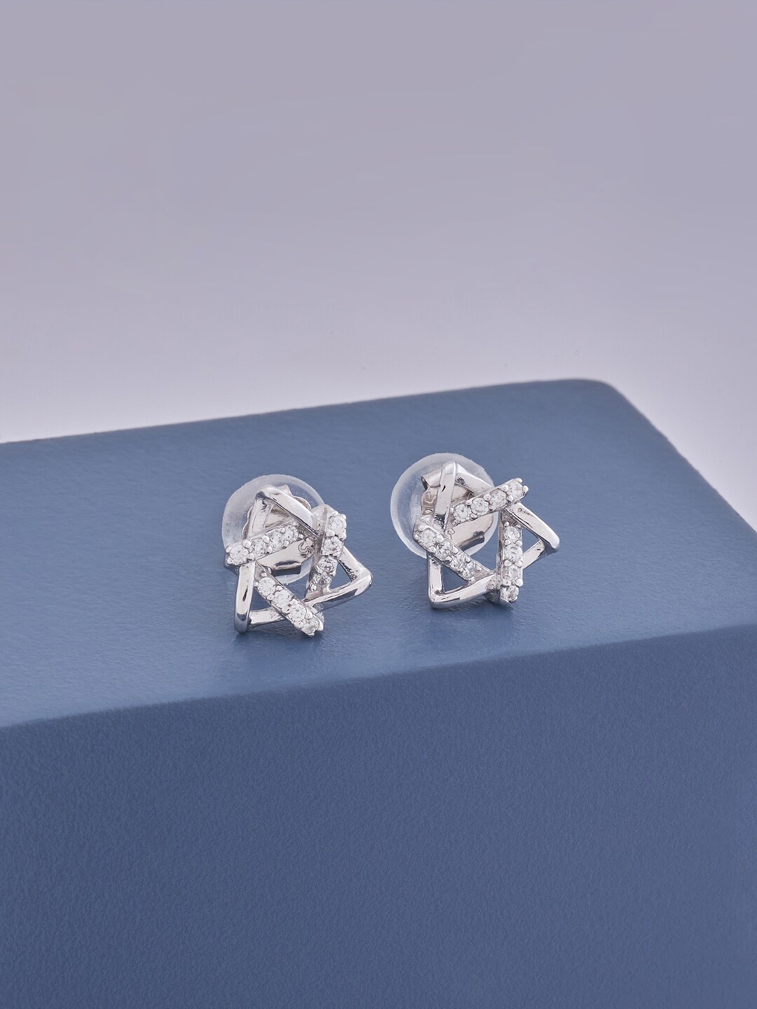 

Kushal's Fashion Jewellery Women Rhodium Plated 92.5 PureSilver Star Shaped Studs Earrings, White