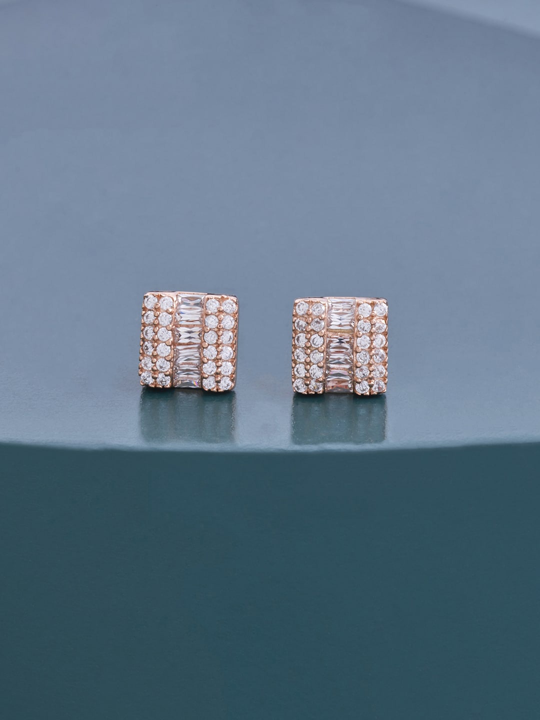 

Kushal's Fashion Jewellery Rose Gold Plated Contemporary Studs Earrings, White