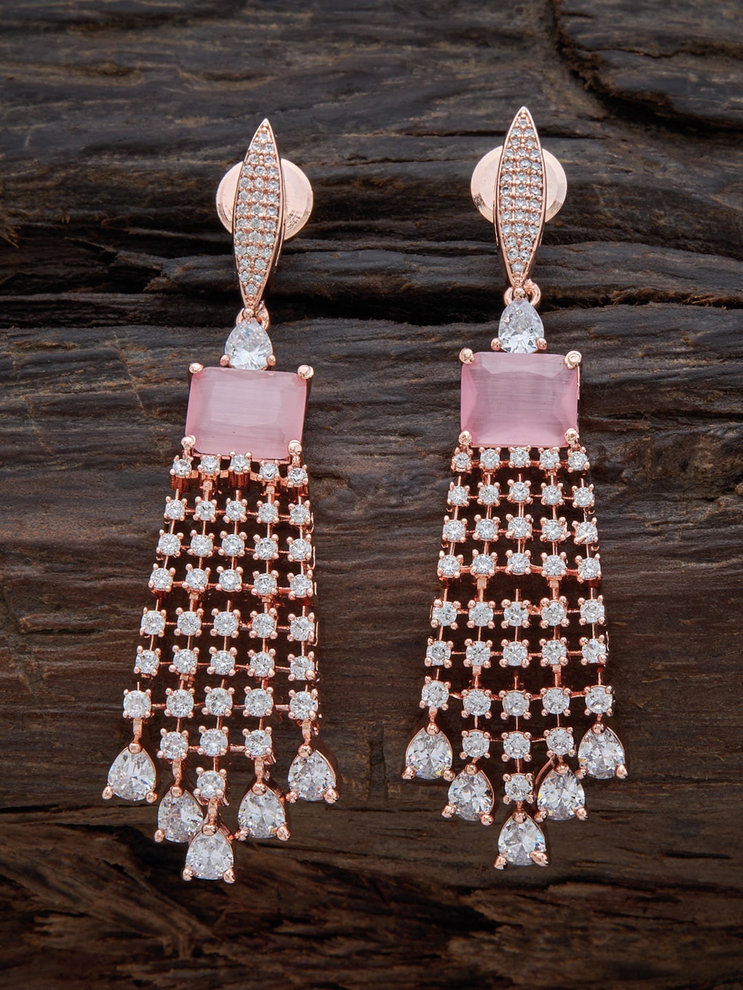 

Kushal's Fashion Jewellery Rose Gold Plated Contemporary Drop Earrings, Pink