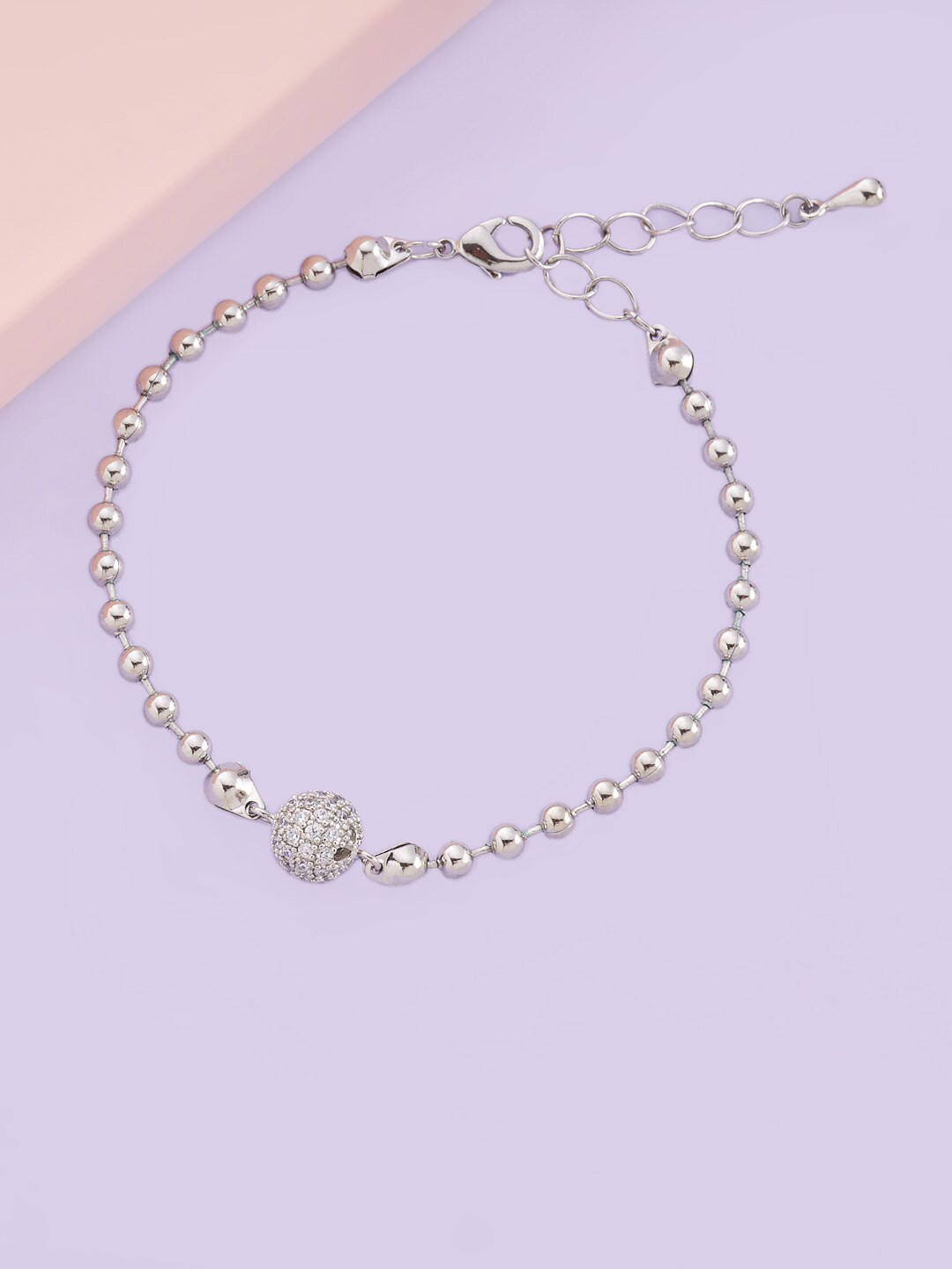 

Kushal's Fashion Jewellery Women Cubic Zirconia Rhodium-Plated Charm Bracelet, White