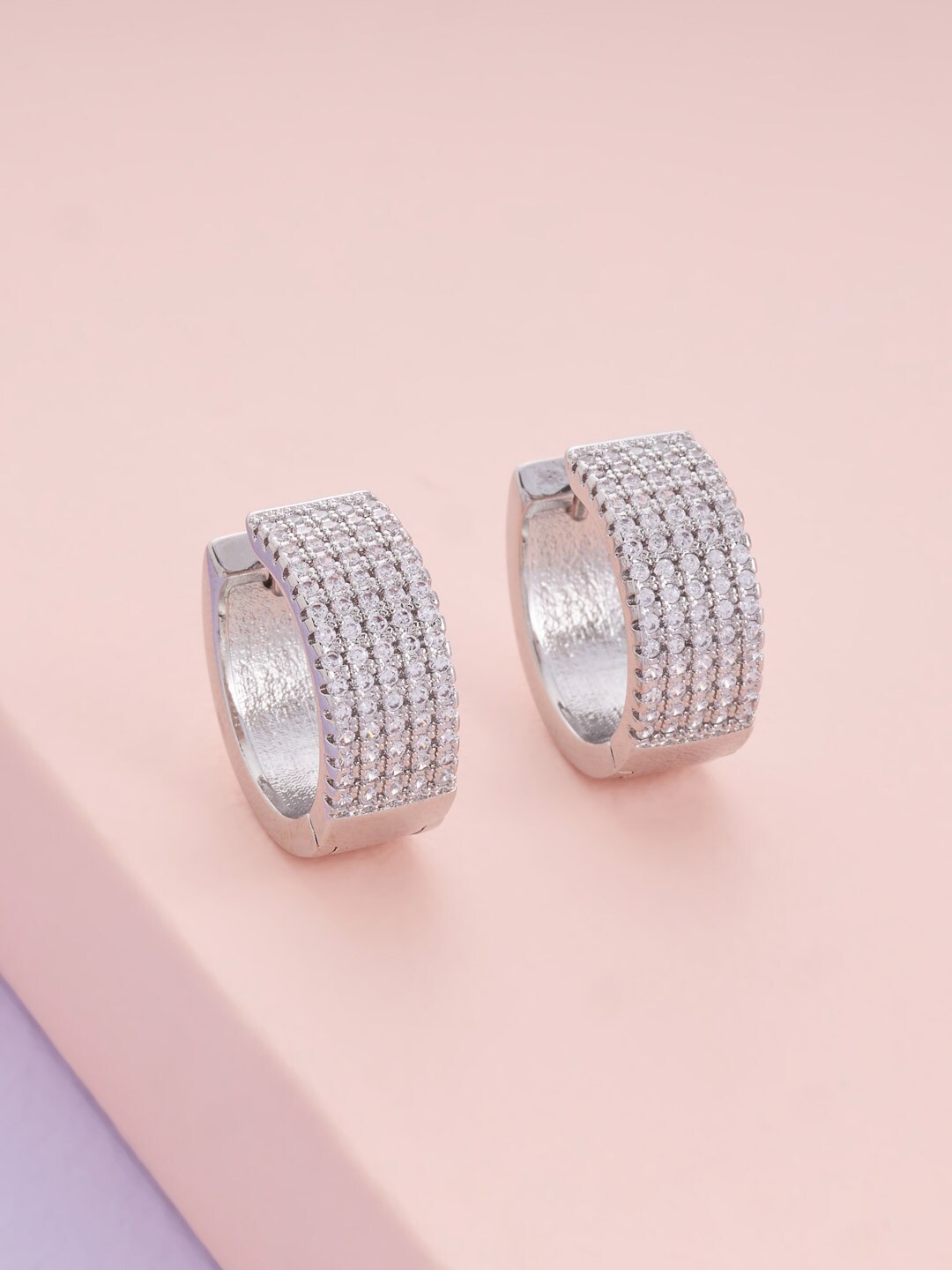 

Kushal's Fashion Jewellery White Circular Hoop Earrings