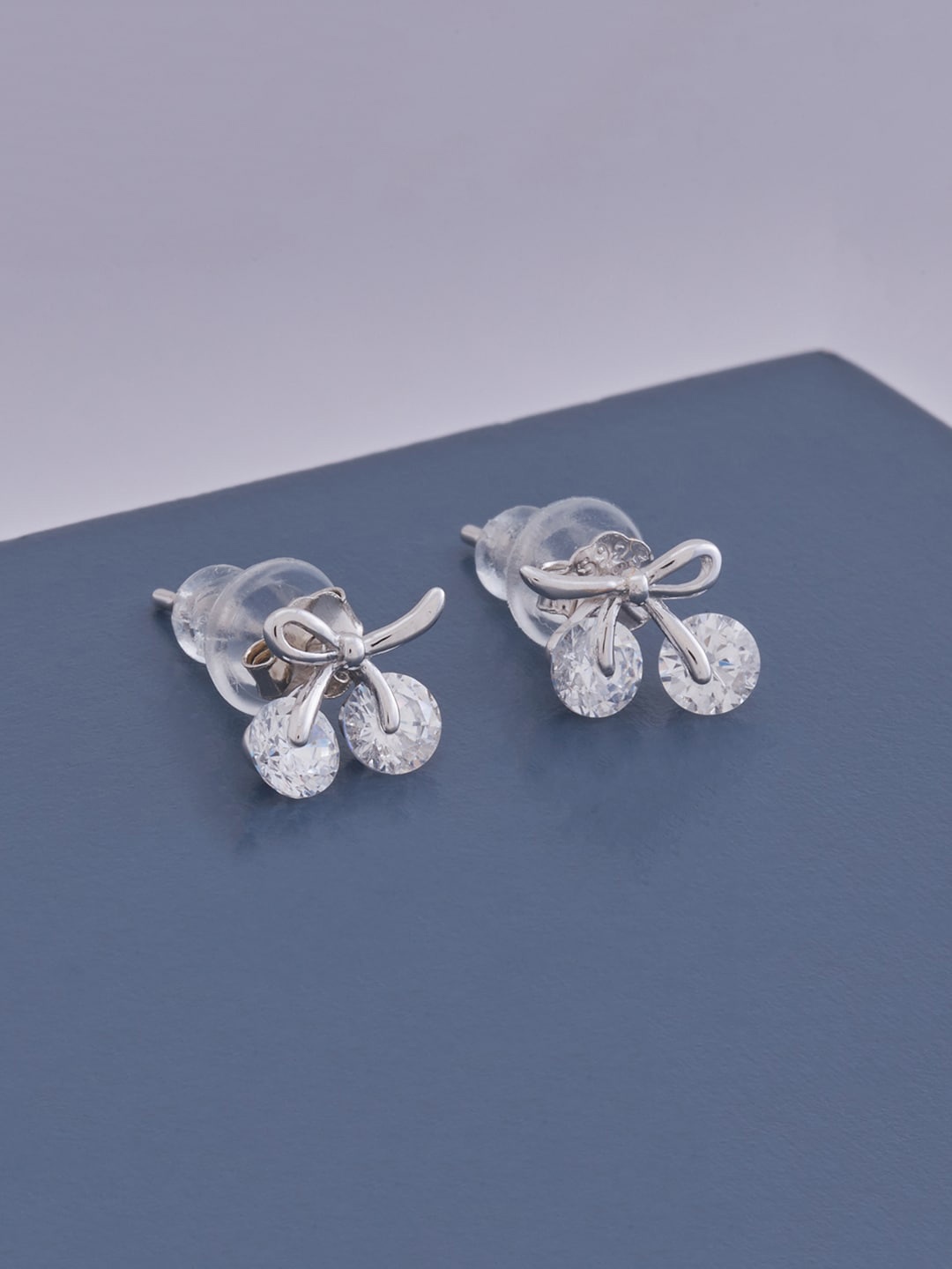 

Kushal's Fashion Jewellery 92.5 Pure Silver Contemporary Studs Earrings, White