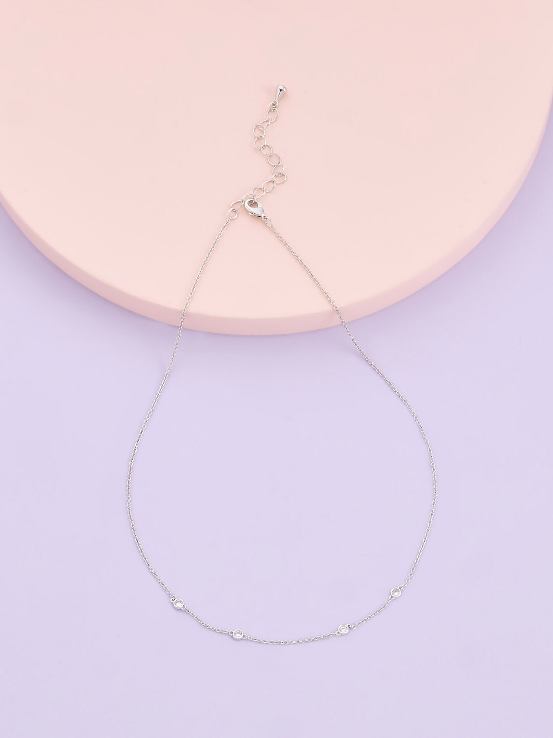 

Kushal's Fashion Jewellery Copper Rhodium-Plated Cubic Zirconia Necklace, Silver