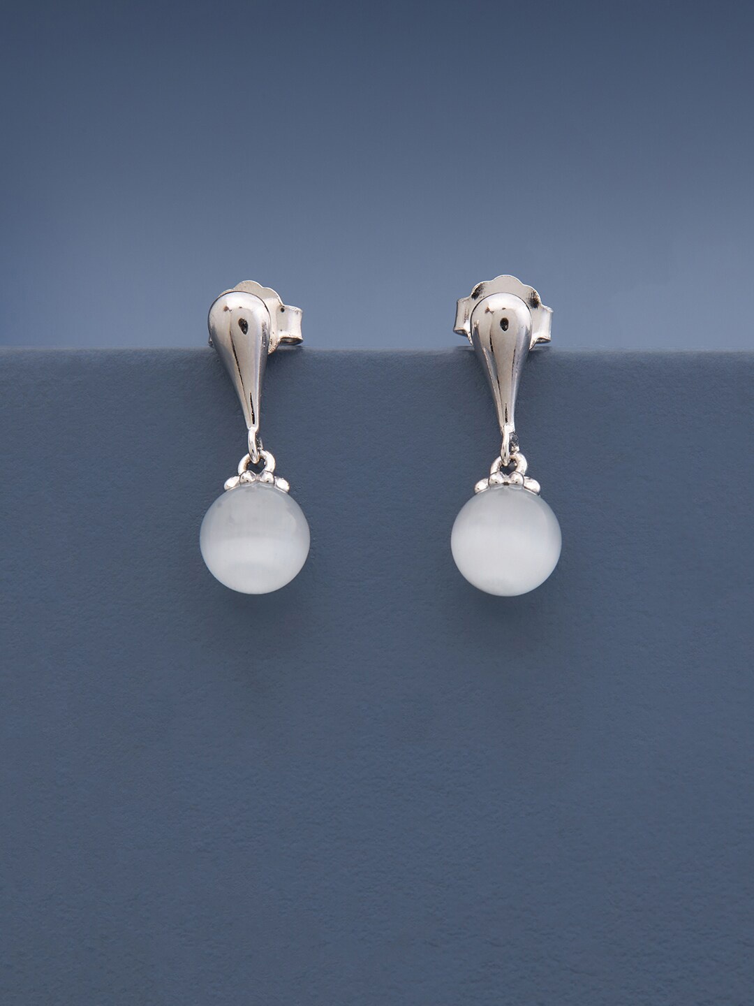 

Kushal's Fashion Jewellery Rhodium -Plated Contemporary Drop Earrings, Silver
