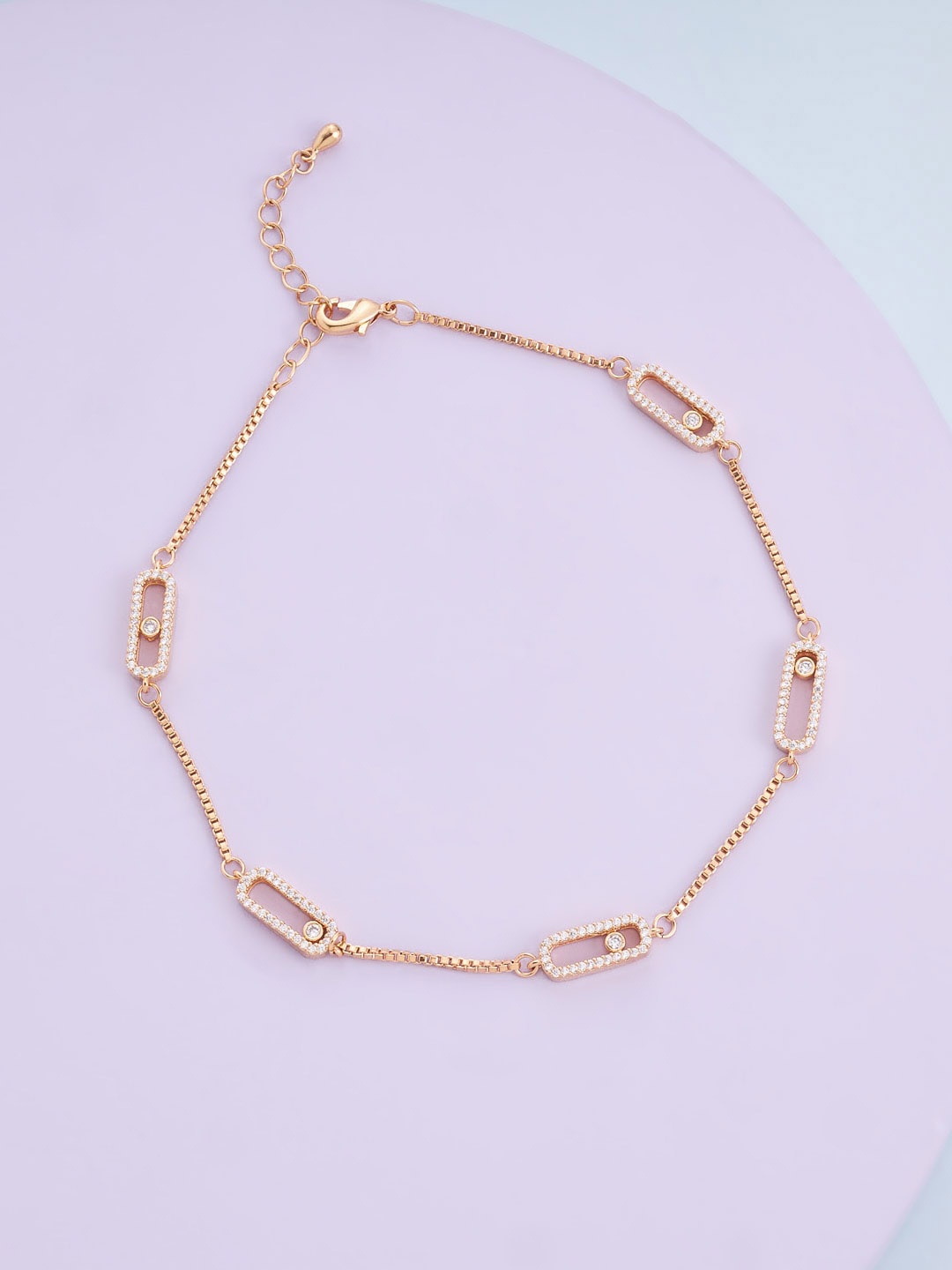 

Kushal's Fashion Jewellery Gold-Plated CZ Studded Anklet