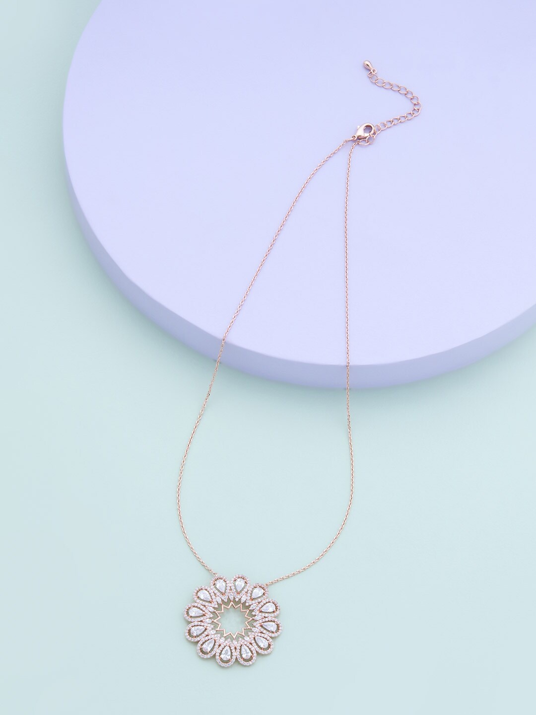 

Kushal's Fashion Jewellery Copper Rose Gold-Plated Cubic Zirconia Necklace
