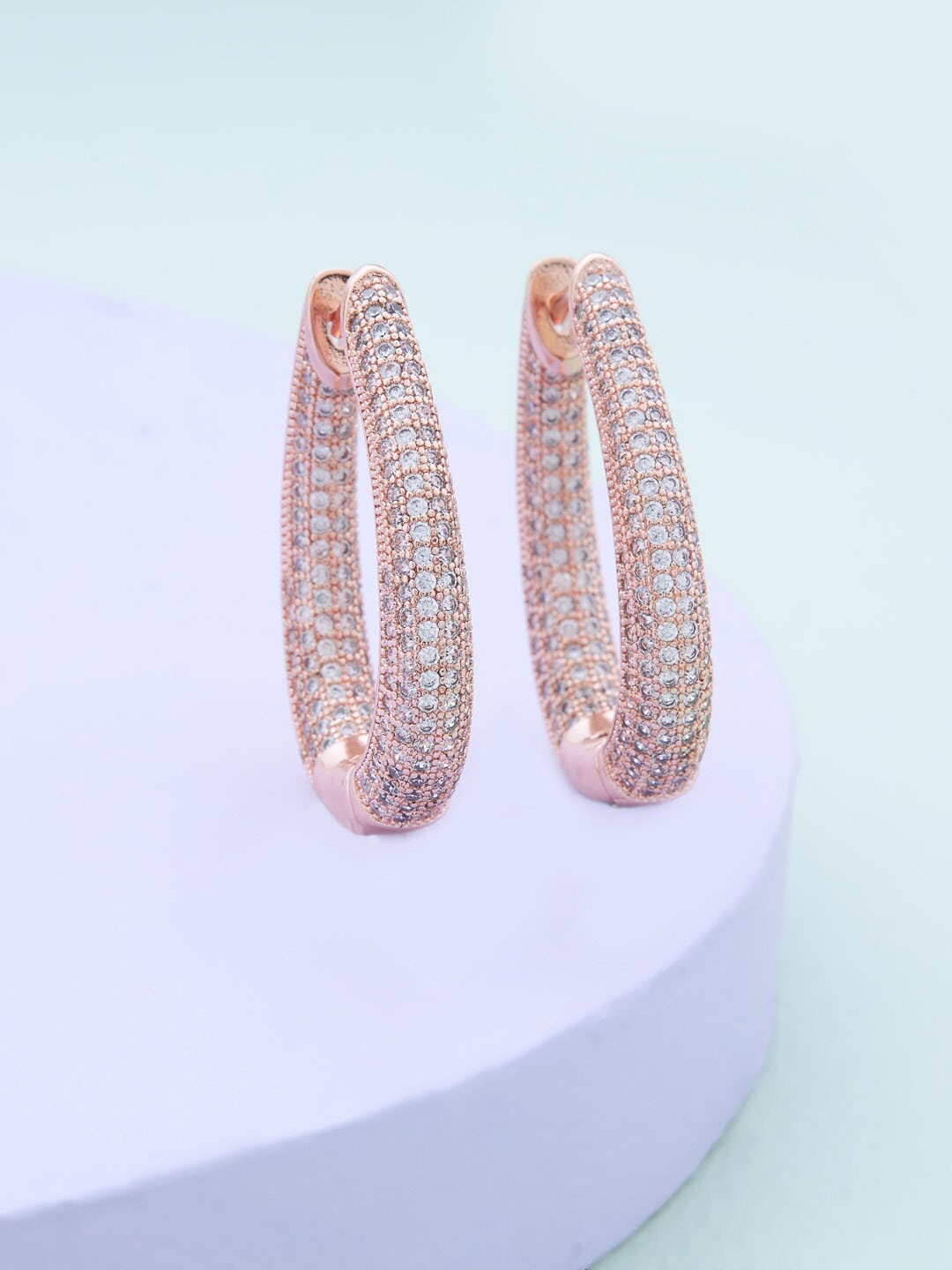 

Kushal's Fashion Jewellery Rose Gold - Plated Circular Hoop Earrings