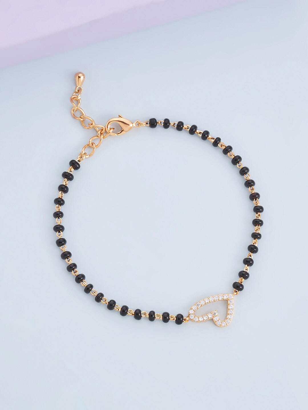 

Kushal's Fashion Jewellery Women Black Cubic Zirconia Gold-Plated Charm Bracelet
