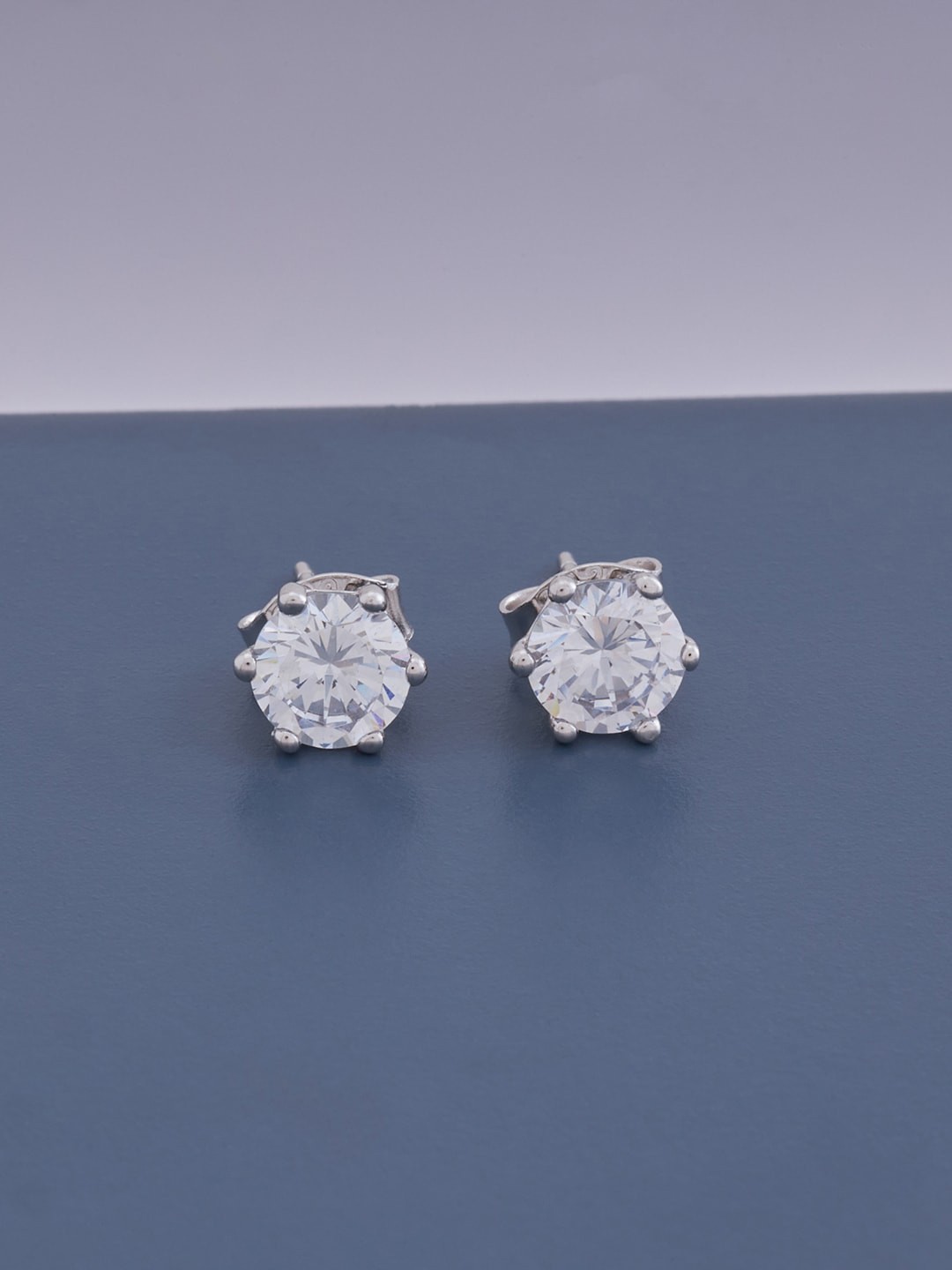 

Kushal's Fashion Jewellery Rhodium - Plated Contemporary Studs Earrings, Silver