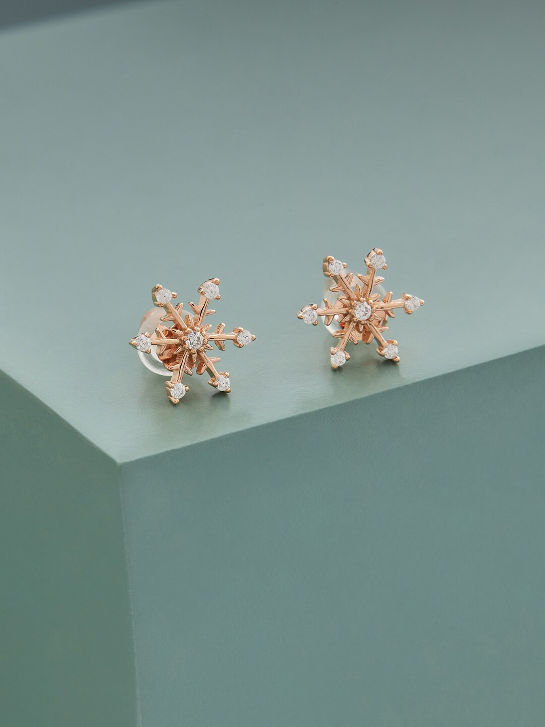 

Kushal's Fashion Jewellery 92.5 Pure Silver Rose Gold-Plated Classic Studs Earrings