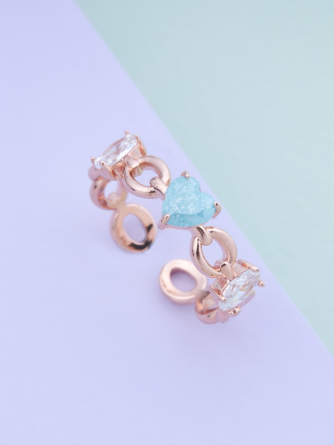 

Kushal's Fashion Jewellery Women Rose Gold-Plated CZ-Studded Finger Ring