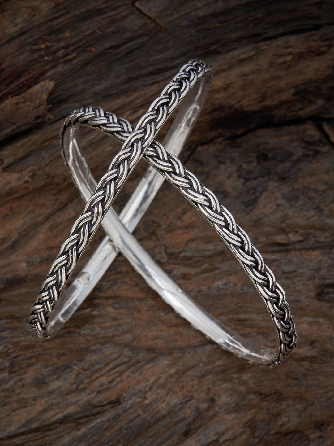 

Kushal's Fashion 2-Pcs Phodium-Plated Oxidised Silver- Toned Bangle Set