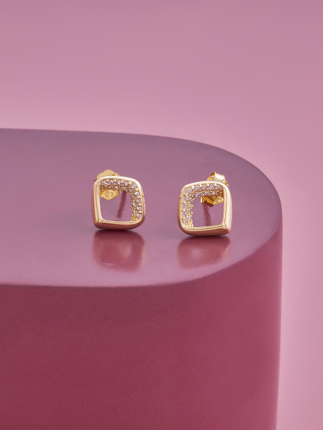 

Kushal's Fashion Jewellery White Contemporary Gold Plated Studs Earrings