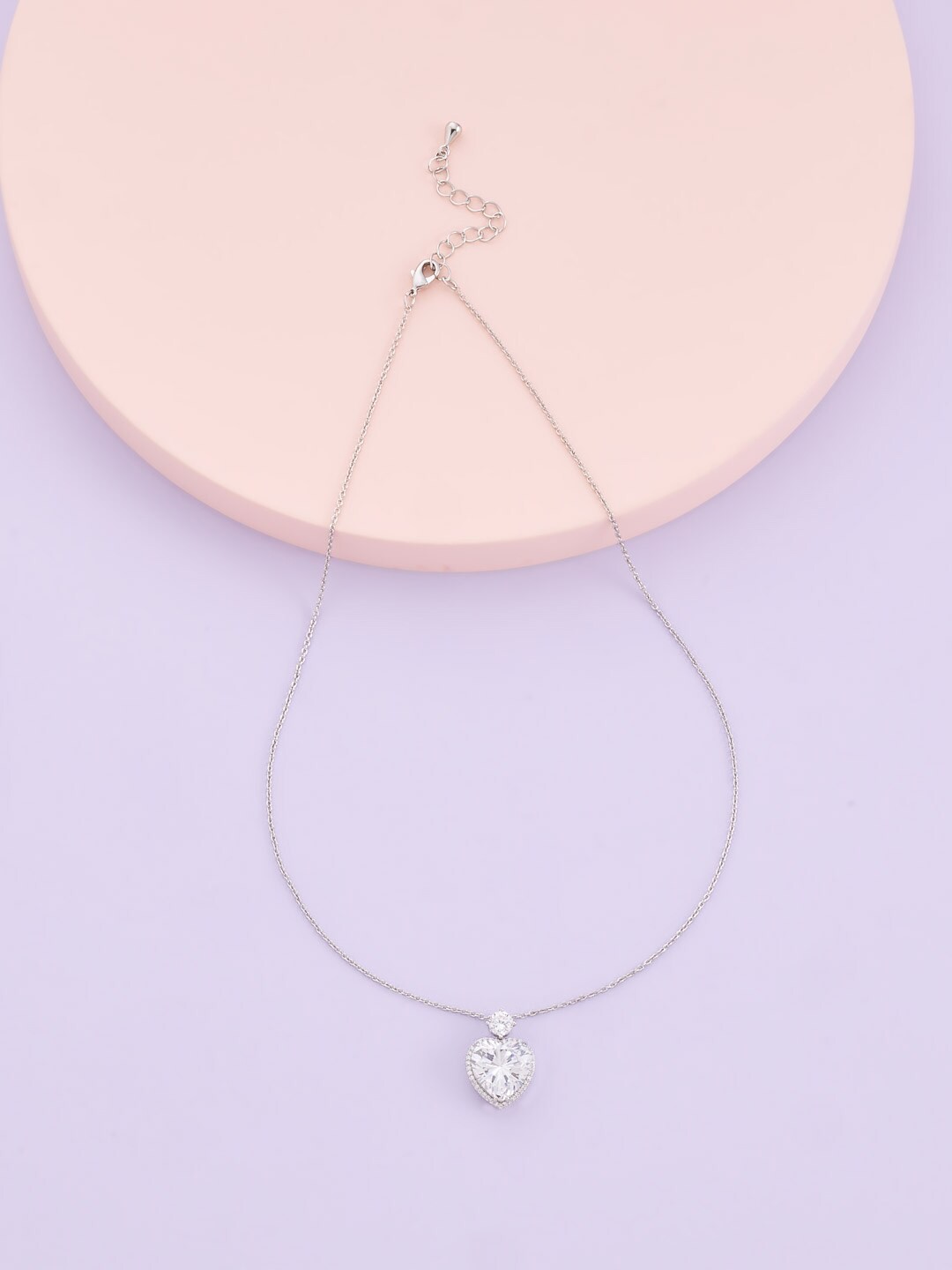 

Kushal's Fashion Jewellery White & Silver-Toned Copper Rhodium-Plated Necklace