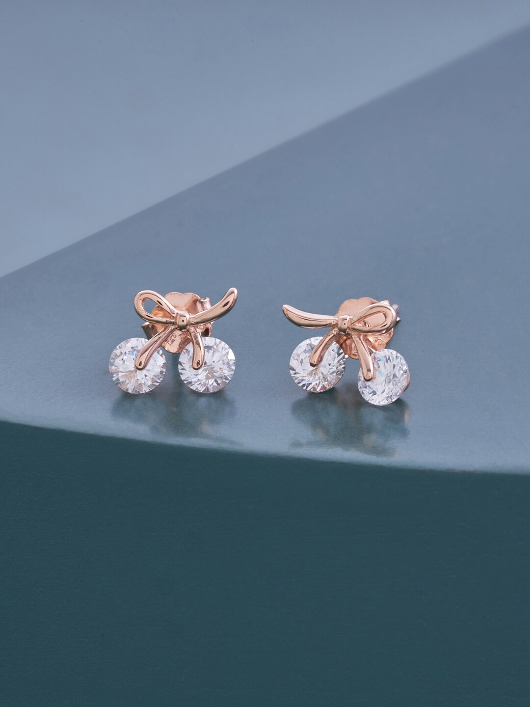 

Kushal's Fashion Jewellery Rose Gold Plated Contemporary Studs Earrings, White