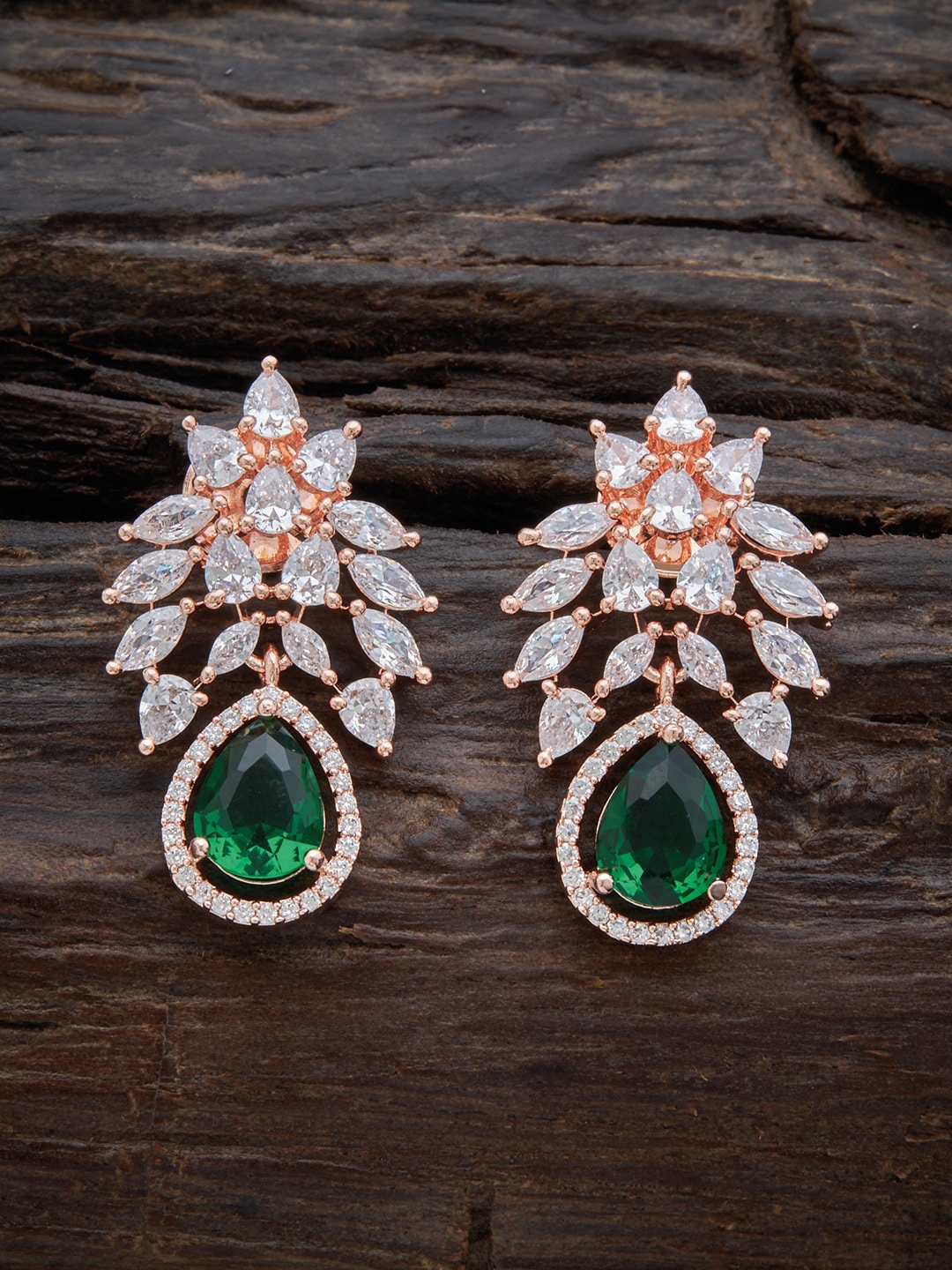 

Kushal's Fashion Jewellery Green Floral Studs Earrings
