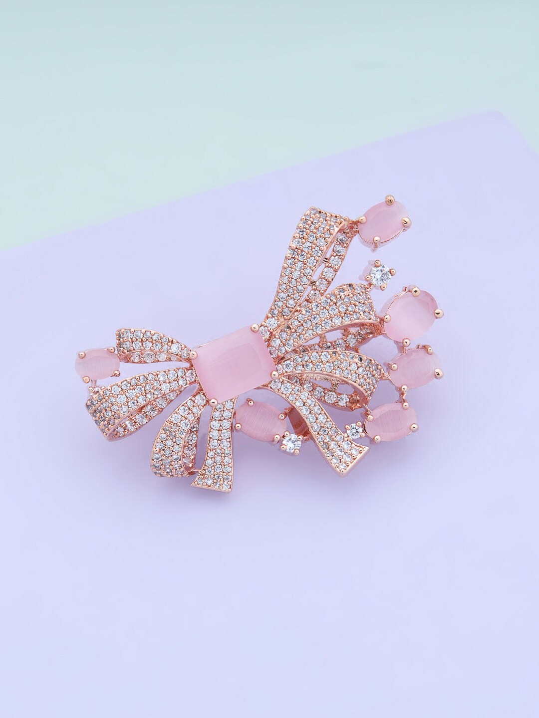 

Kushal's Fashion Jewellery Cubic Zircon Stone Saree Broach, Pink