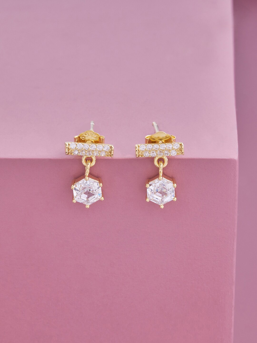 

Kushal's Fashion Jewellery Gold Plated Contemporary Drop Earrings, White